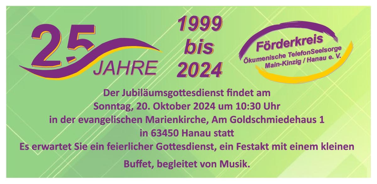 25 Jahre Förderkreis Telefonseelsorge Main Kinzig, Feier am 20. Oktober